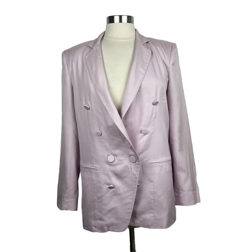 Jenni Kayne Blazer S Womens Light Pink Button Front Silk Wool Career Party Lined